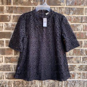 Ann Taylor Loft Lace Top Blouse Short Sleeves